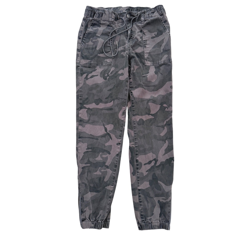 Grace & Lace Jogger Pants Womens 8 Gray Camo Ankle Zip Utility Drawstring Pocket